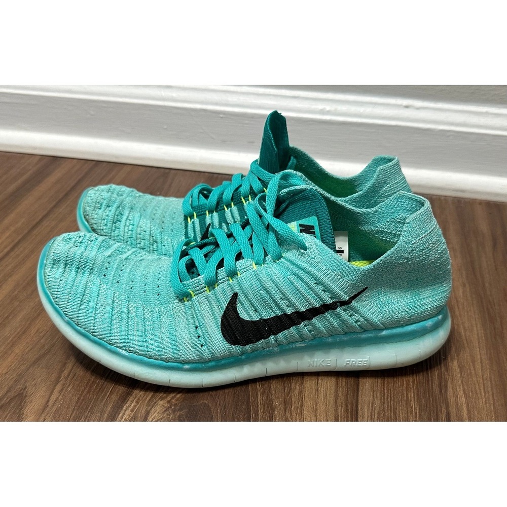 Nike Free RN Flyknit Running Shoes Teal Turquoise (831069-302) Women's Sz 8